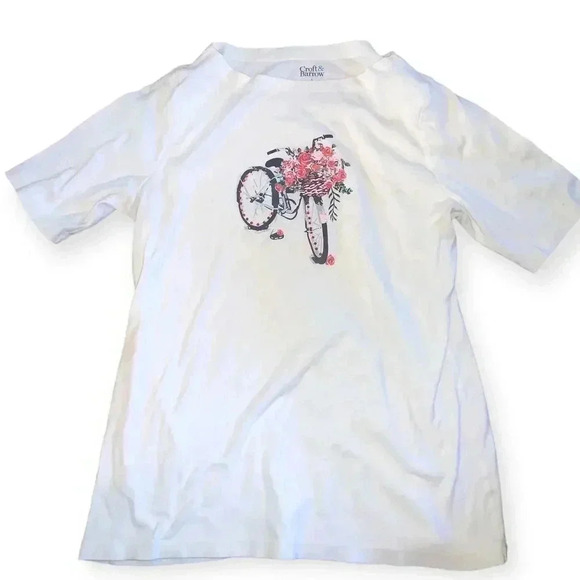 Croft & Barrow Boat Neck Short Sleeve Bicycle Top - Picture 2 of 4